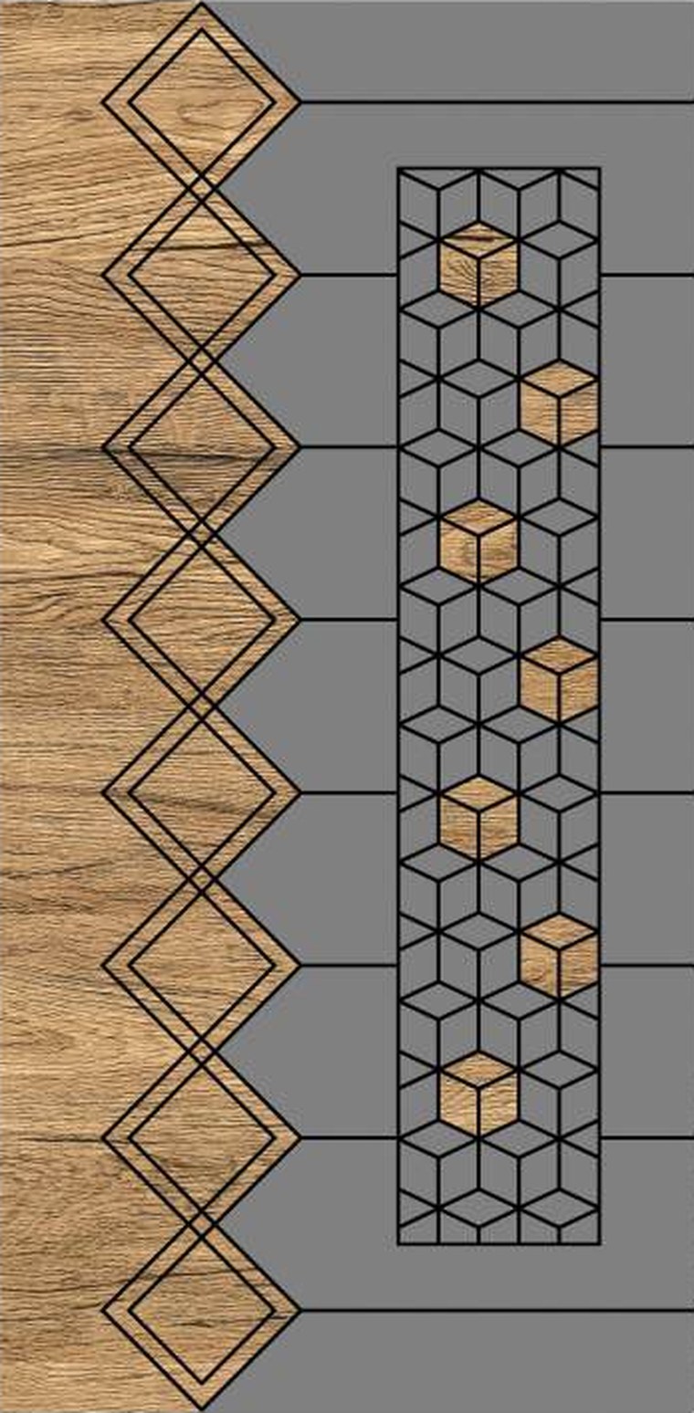 Hex Ribbon designer wooden door, design KDG-052
