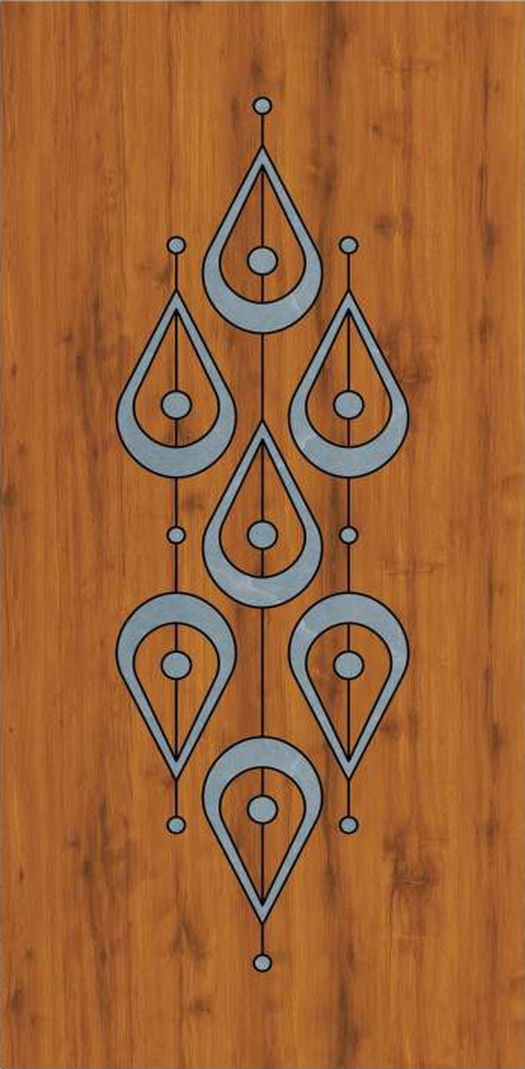 Teardrop Crest designer wooden door, design KDG-073