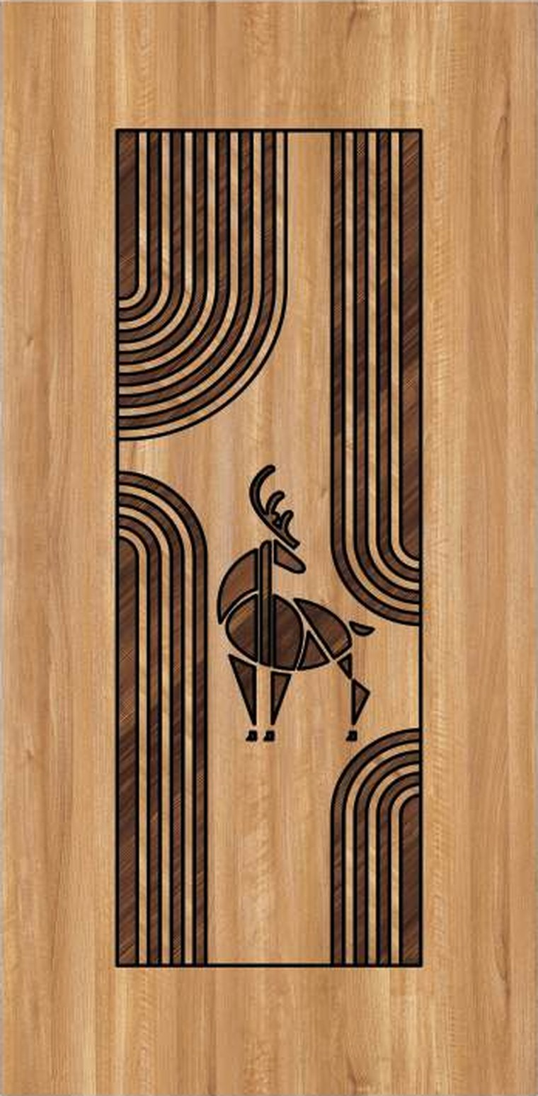 Sanctum Deer designer wooden door, design KDG-078