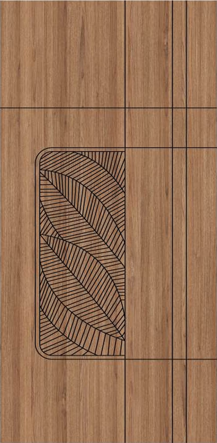 Palm Leaf Panel designer wooden door, design KDG-012