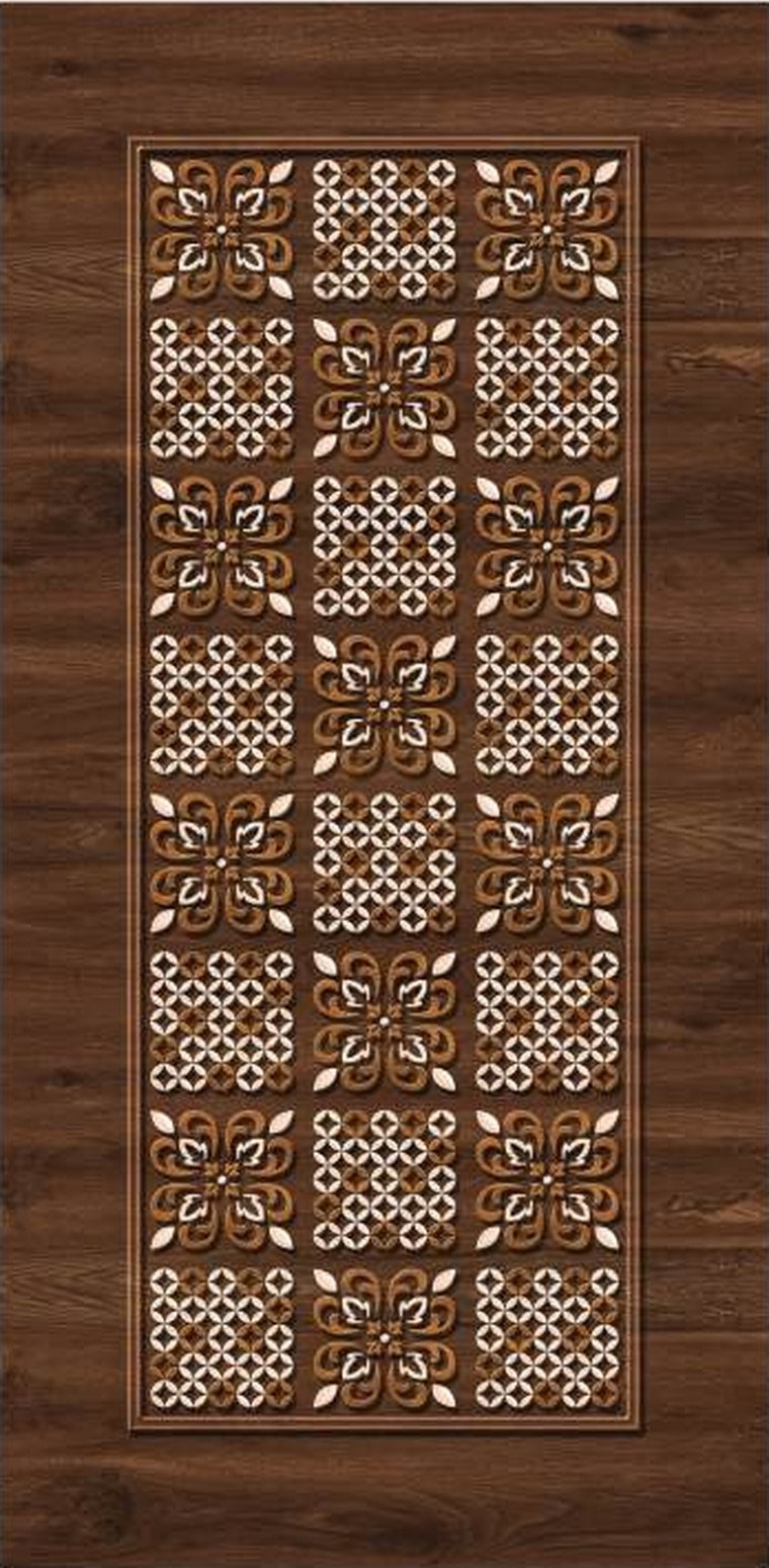 Lattice Bloom designer wooden door, design KDG-104